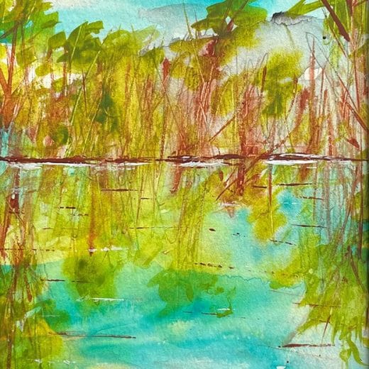 Original acrylic landscape painting on watercolor paper size 5" x 7"