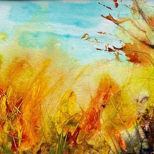 Beautiful fall vibes with this original abstract landscape painting