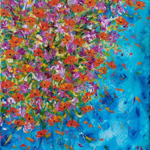 Vibrant California inspired abstract floral painting