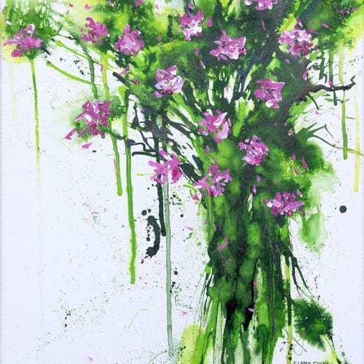 Original abstract floral painting of an orchid bouquet