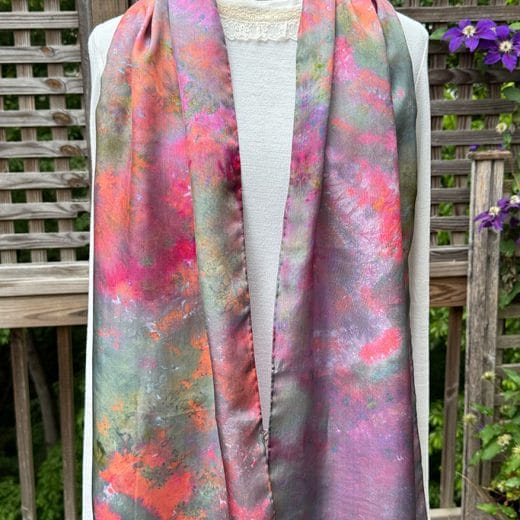 Make a statement with this colorful women's ice dyed silk scarf