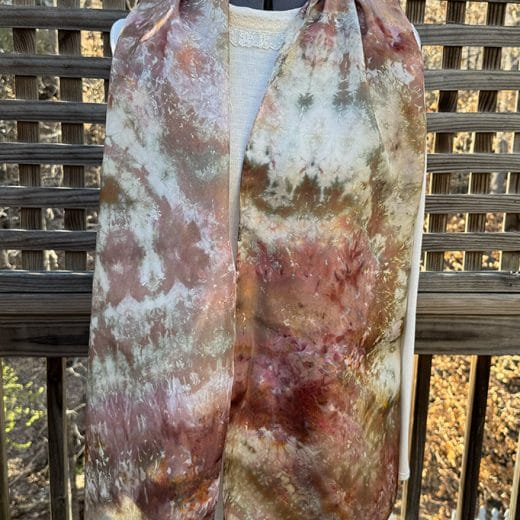 Stunning earth tone hand iced dyed silk scarf for women