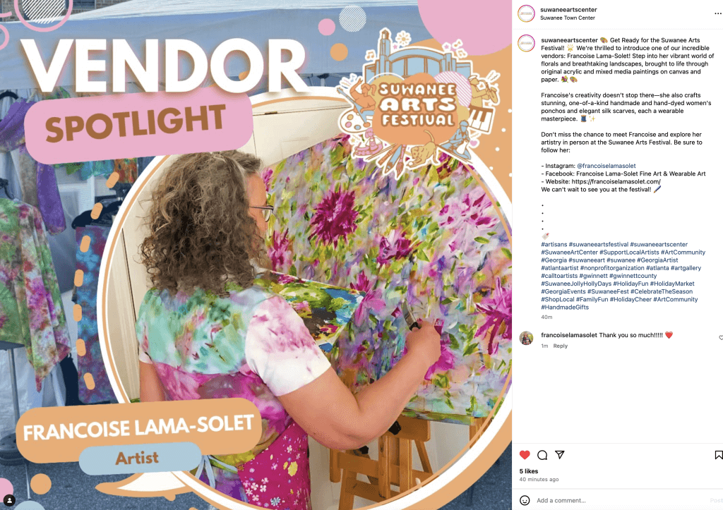 Vendor Spotlight for the Suwanee Arts Festival - April 2025