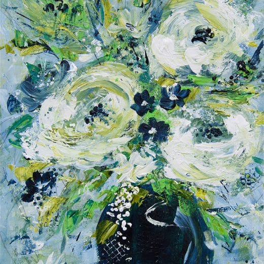 Romantic impressionist bouquet of flower painting hand painted with acrylic on watercolor paper 8x10