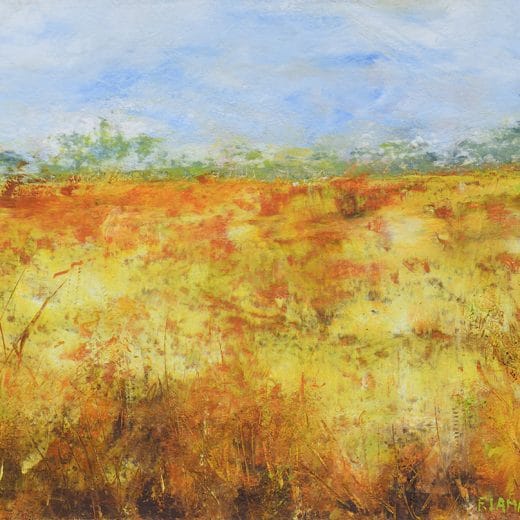 Serene abstract landscape painting hand painted with oil and cold wax on Arches oil paper 8" x 10"