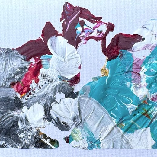 Miniature abstract painting one panel size 4" x 6" recycling dry acrylic paint
