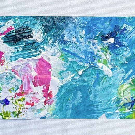 Small abstract seascape painting handmade recycled dry paint on panel size 4" x 6"