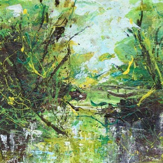 Small contemporary impressionist landscape painting on paper size 5" x 7"