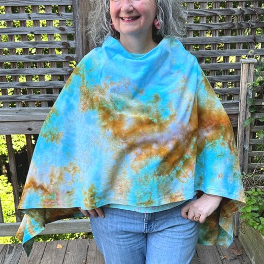 Women's turquoise and bronze handmade and hand dyed poncho