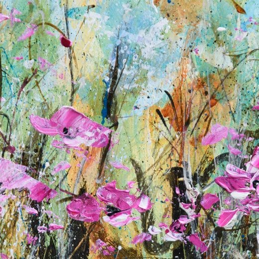 Small contemporary impressionist floral painting on paper size 5" x 7"