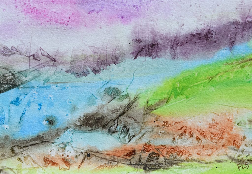 Loose acrylic landscape painting on watercolor paper size 5" x 7"