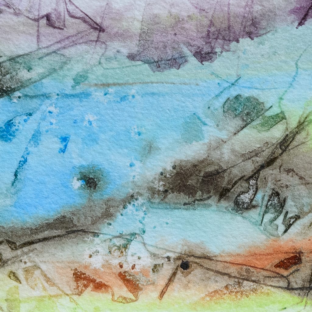 Loose acrylic landscape painting on watercolor paper size 5" x 7"