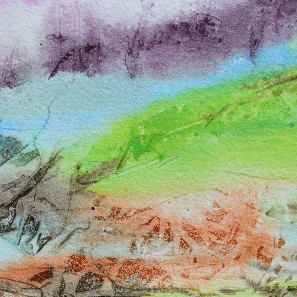 Loose acrylic landscape painting on watercolor paper size 5" x 7"