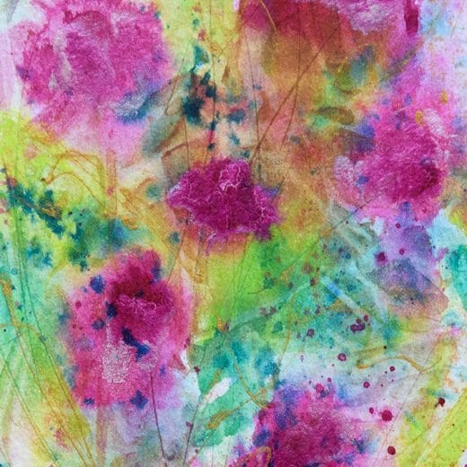 Original abstract acrylic painting of a vibrant bouquet on watercolor paper size 5" x 7"