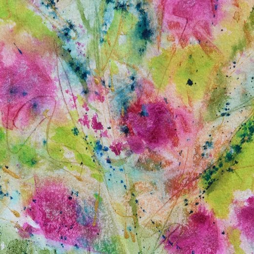 Original abstract acrylic painting of a vibrant bouquet on watercolor paper size 5" x 7"