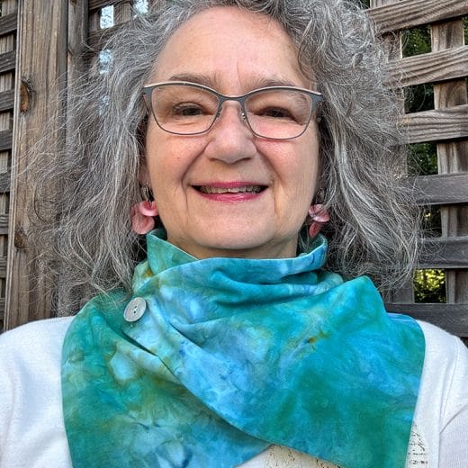 Handmade and hand dyed turquoise and green women's neck scarf
