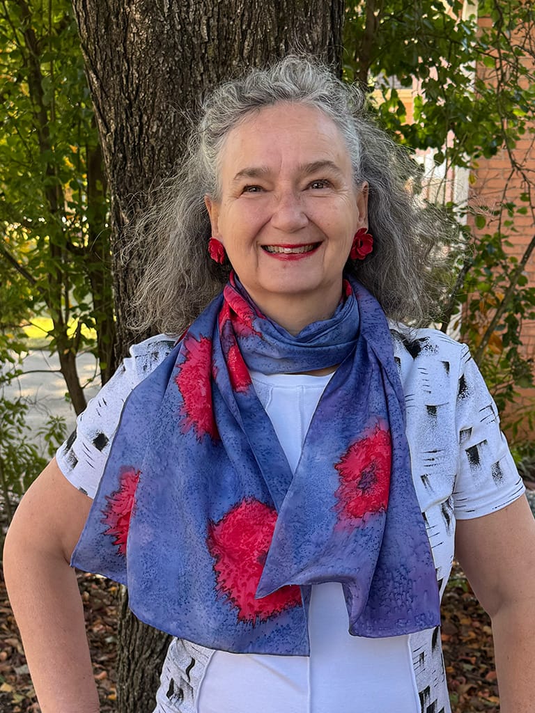 Poppies in the Night Silk Scarf - Image 3