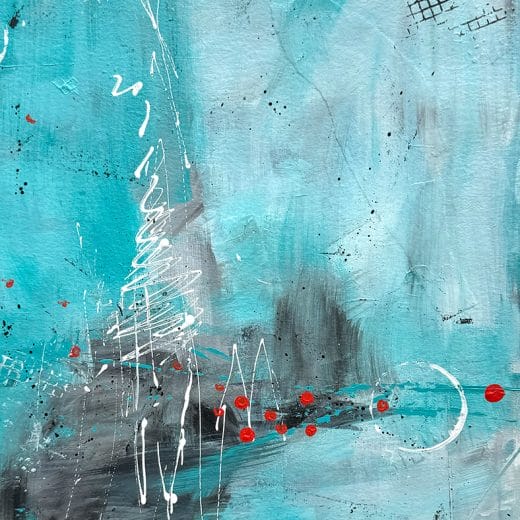 Blue and gray original acrylic abstract painting on paper size 8" x 10"