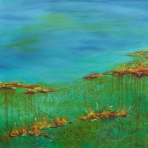 Original contemporary waterscape painting on canvas size 24" x 24"