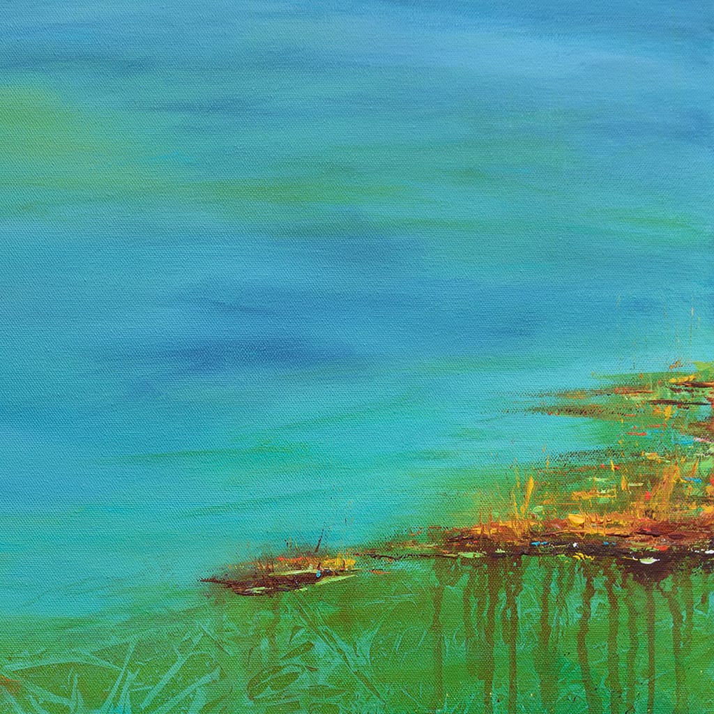 Original contemporary waterscape painting on canvas size 24" x 24"