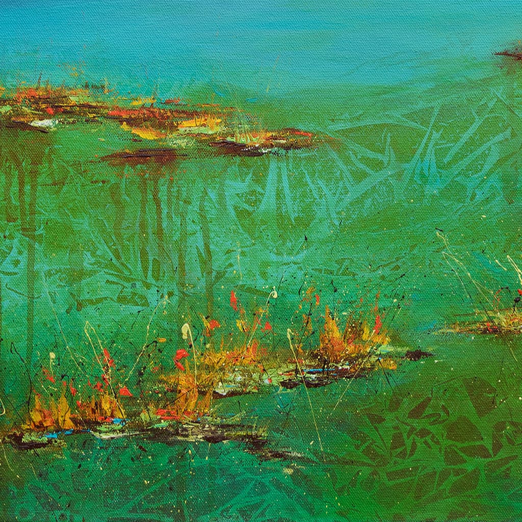 Original contemporary waterscape painting on canvas size 24" x 24"
