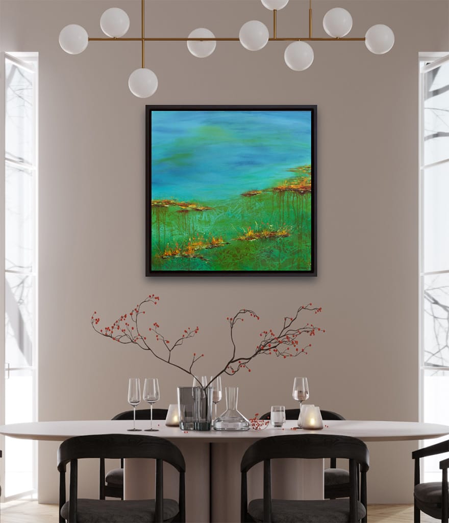 Original contemporary waterscape painting on canvas size 24" x 24"