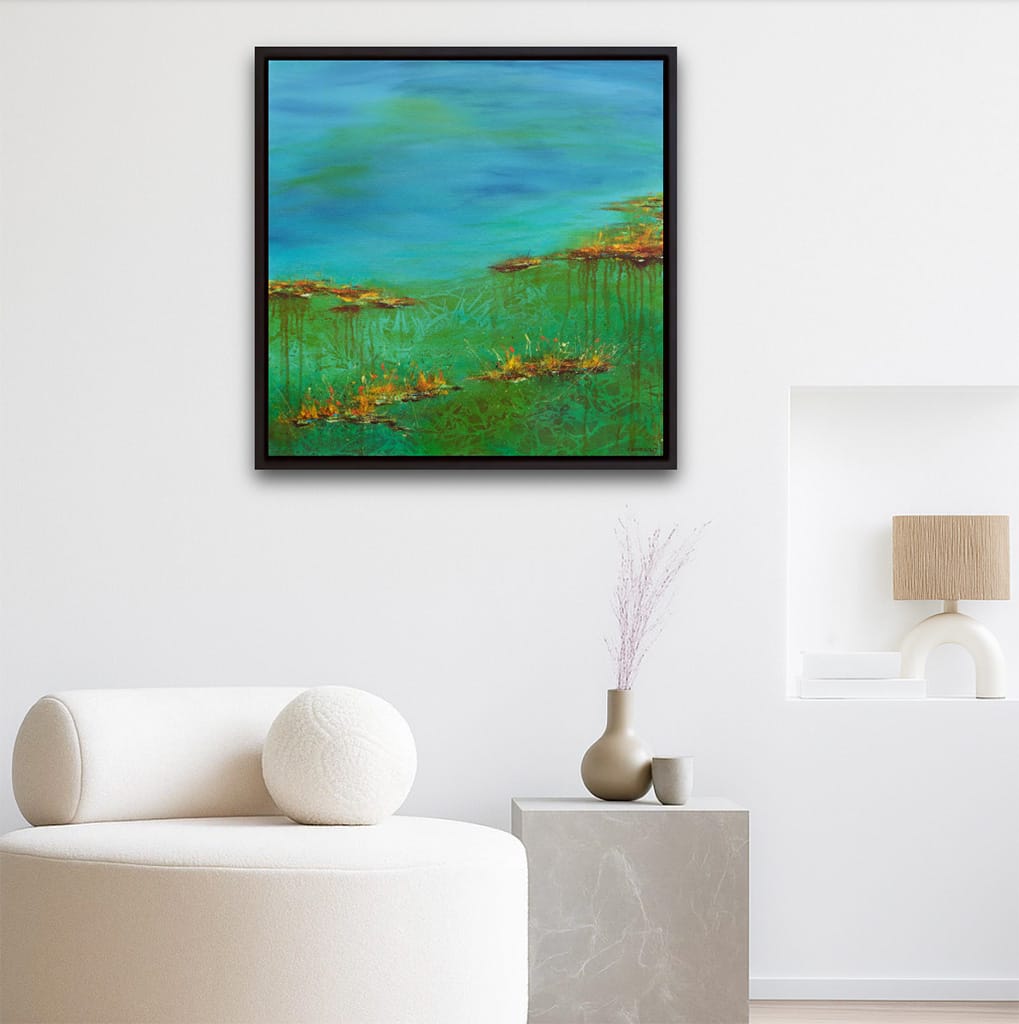 Original contemporary waterscape painting on canvas size 24" x 24"