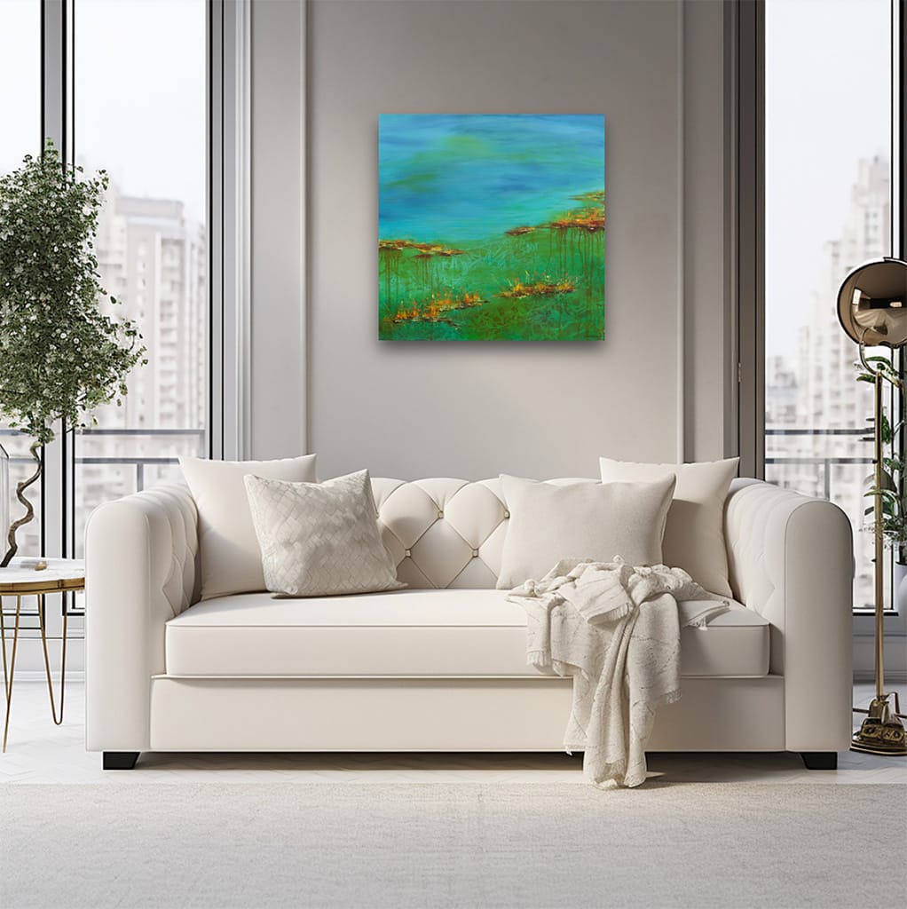 Original contemporary waterscape painting on canvas size 24" x 24"