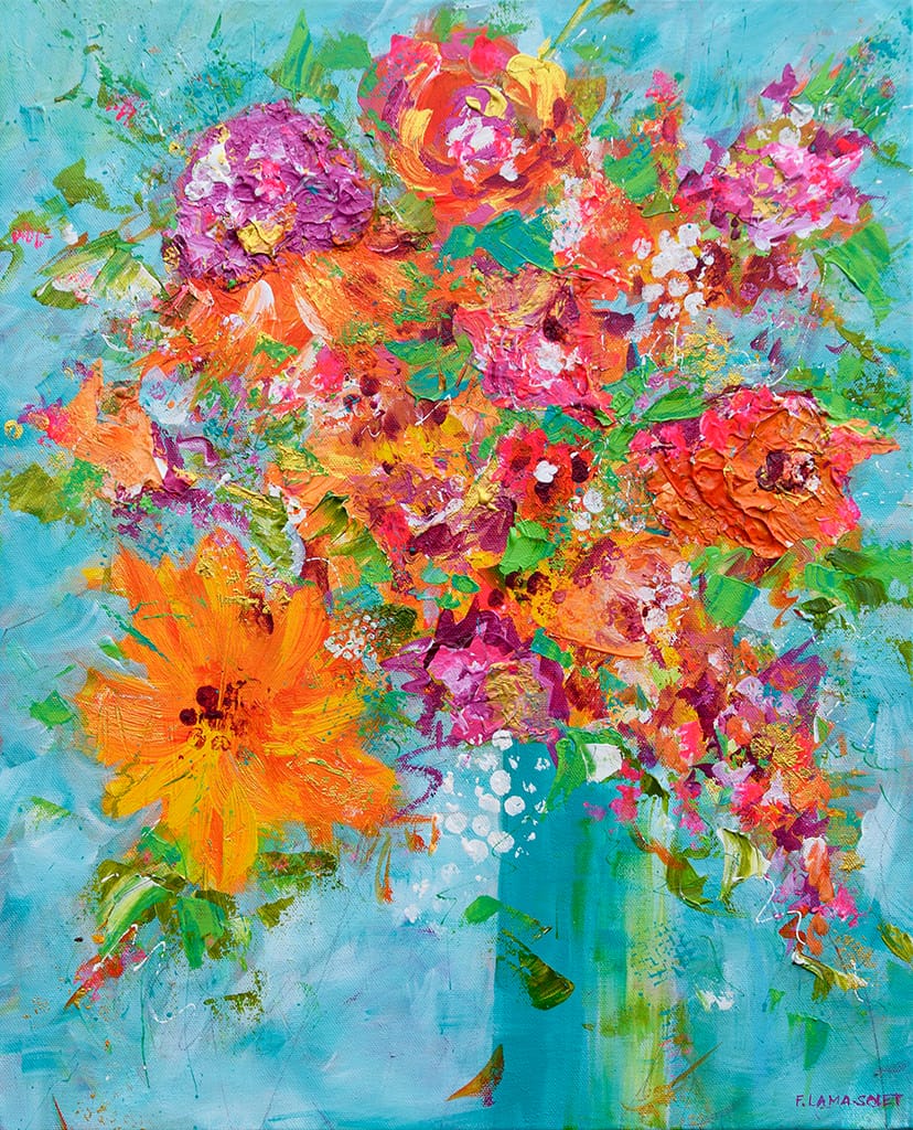 Vibrant Bouquet Painting: Colorful Energy for Your Space