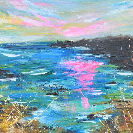 Small original seascape painting hand painted with acrylic on watercolor paper size 5" x 7"