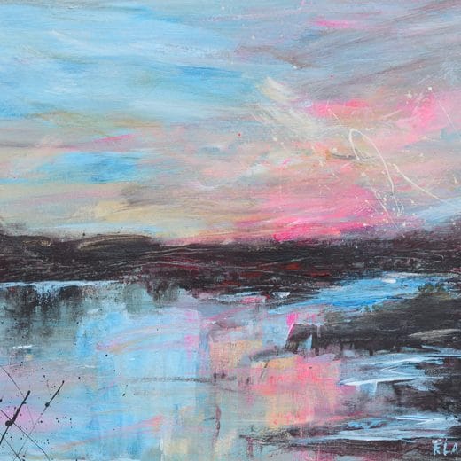 Original serene atmospheric seascape acrylic painting on watercolor paper size 8" x 10"