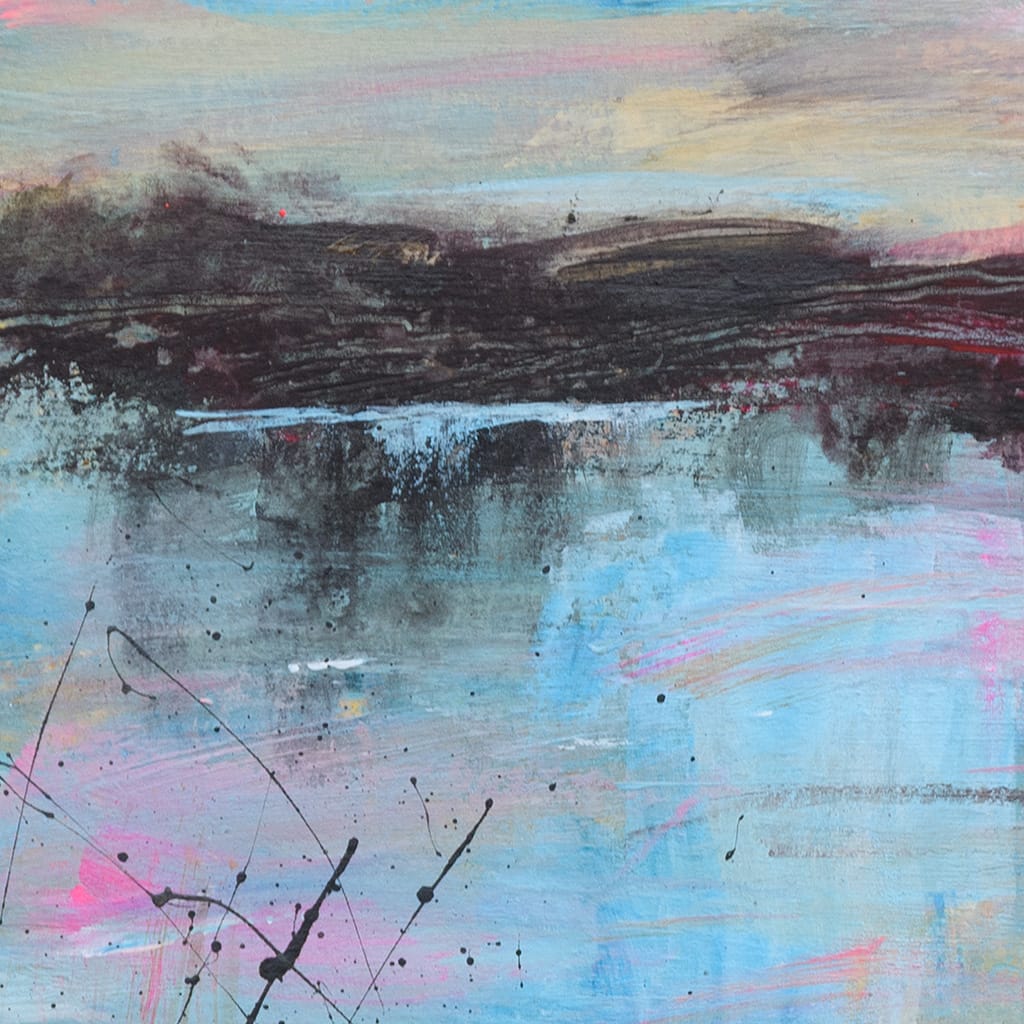 Original serene atmospheric seascape acrylic painting on watercolor paper size 8" x 10"