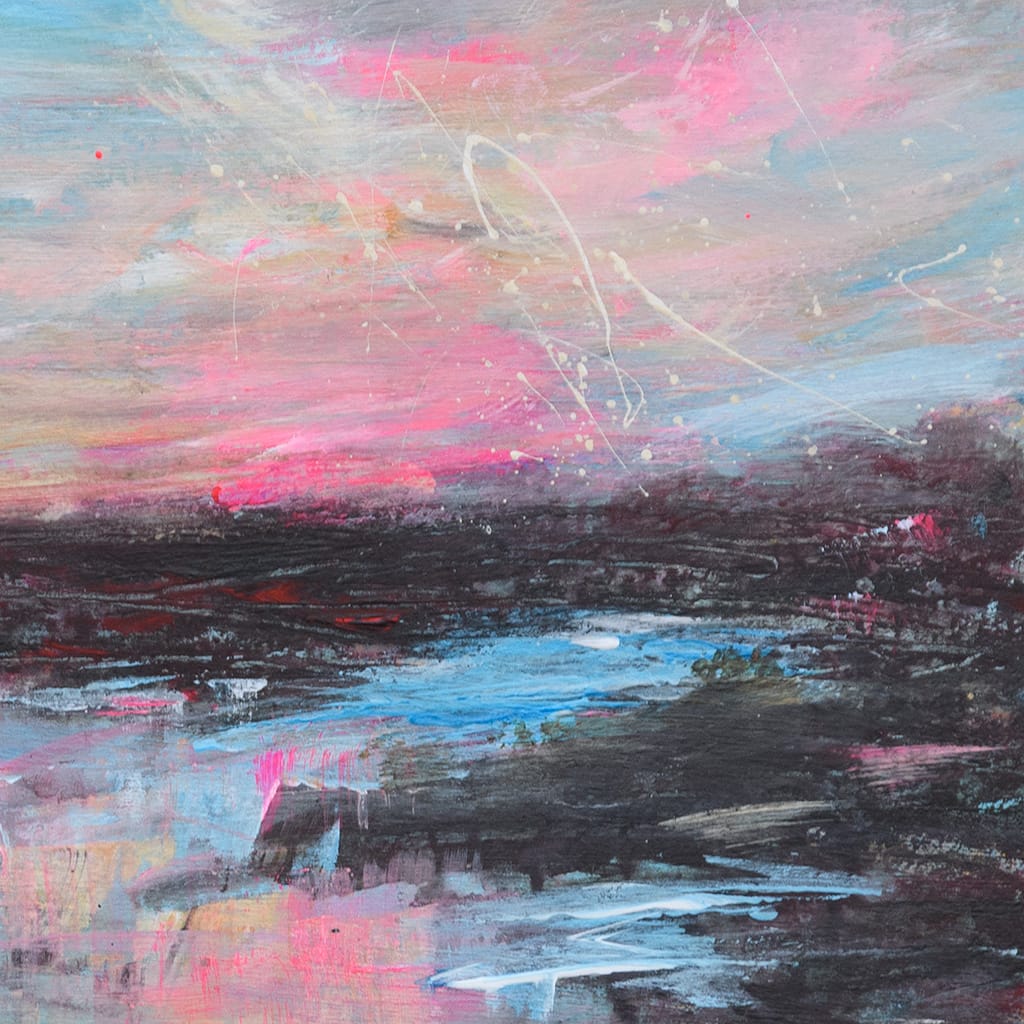 Original serene atmospheric seascape acrylic painting on watercolor paper size 8" x 10"