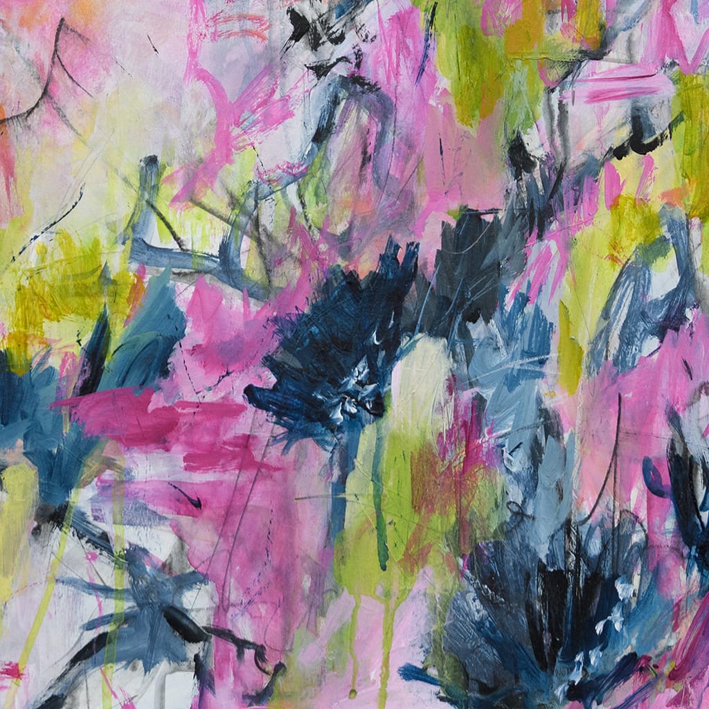 Colorful Original expressive abstract floral painting on paper size 18" x 24"