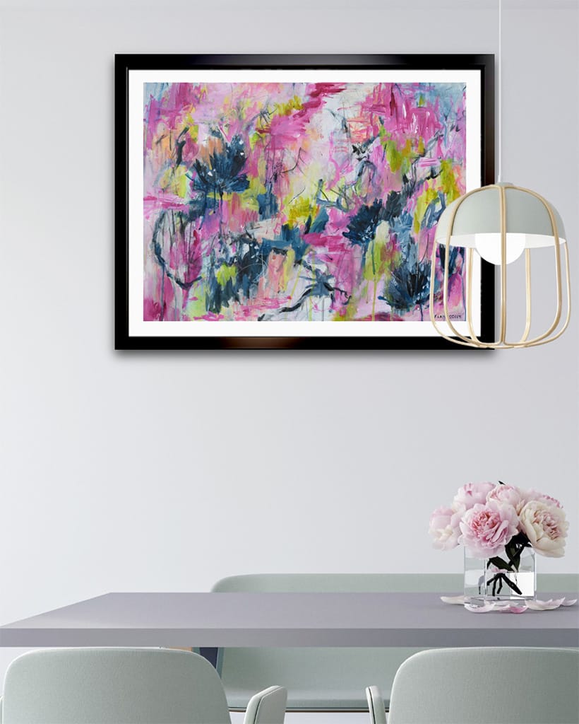 Colorful Original expressive abstract floral painting on paper size 18" x 24"