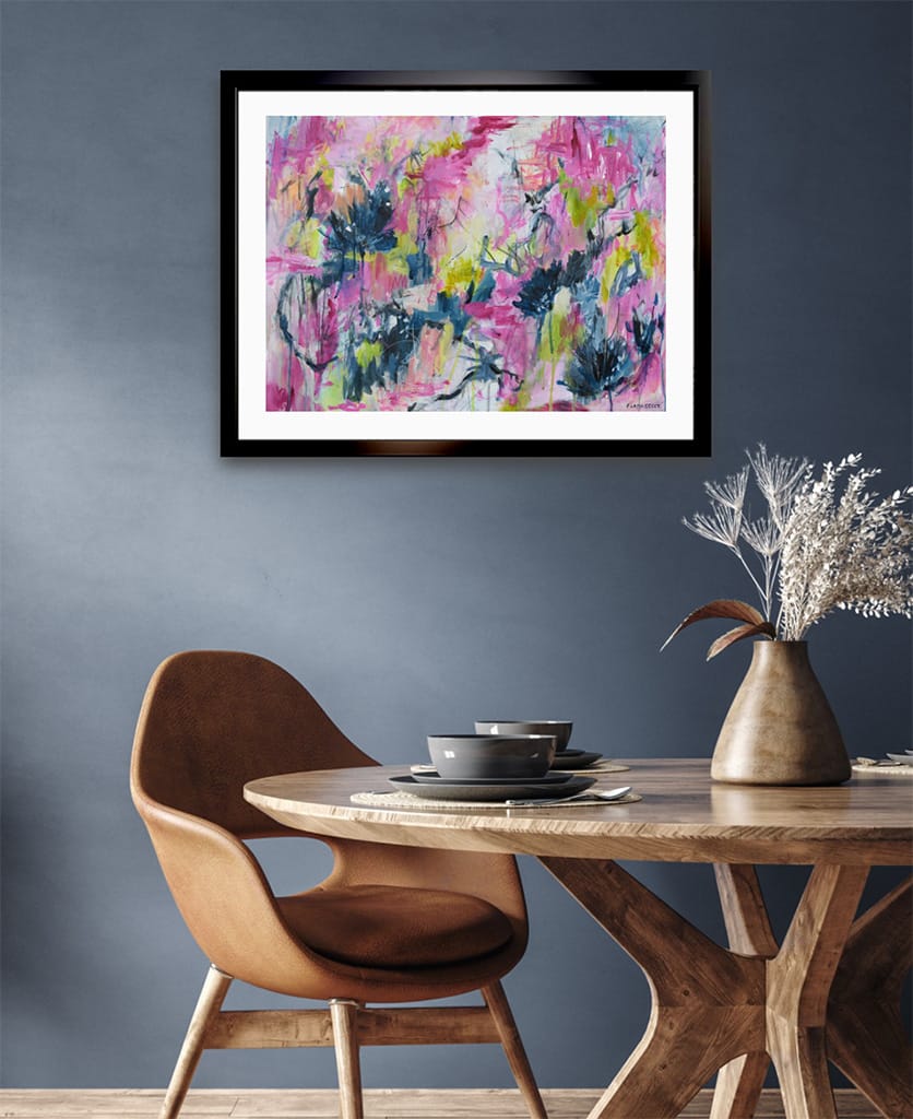 Colorful Original expressive abstract floral painting on paper size 18" x 24"