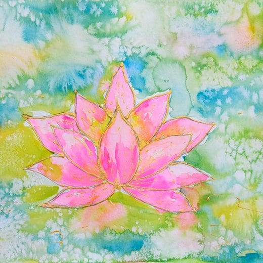 Original watercolor painting of a lotus flower