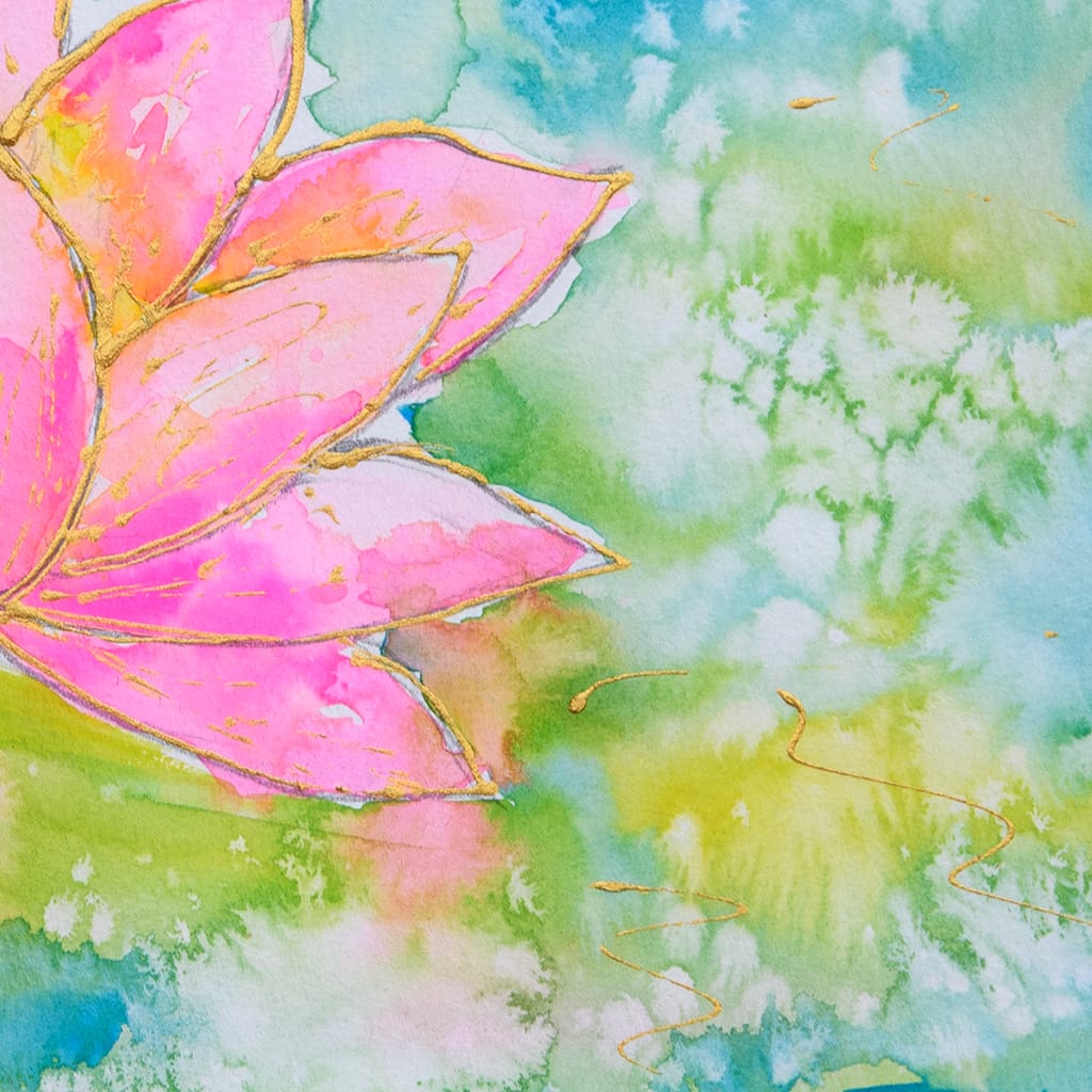Original watercolor painting of a lotus flower