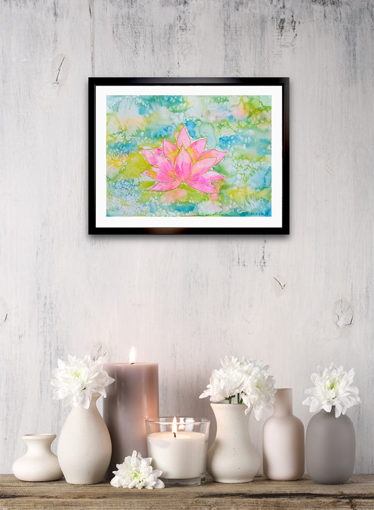 Original watercolor painting of a lotus flower