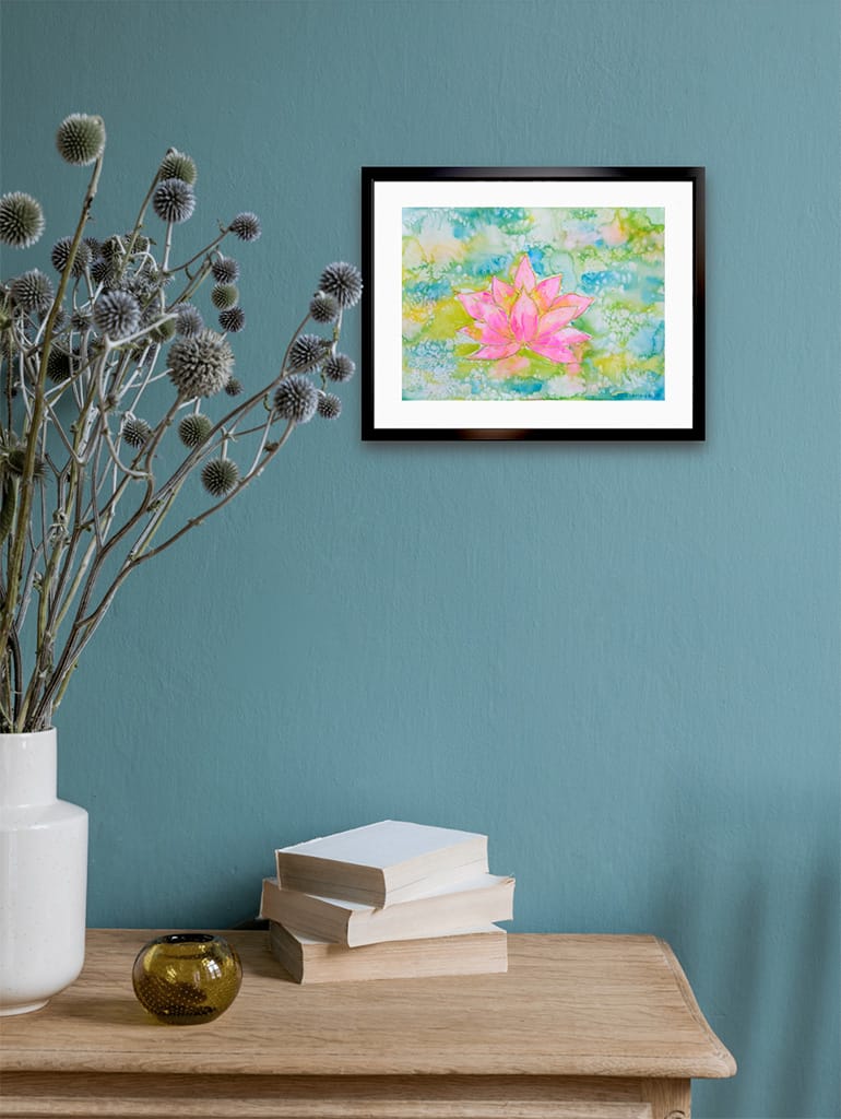 Original watercolor painting of a lotus flower