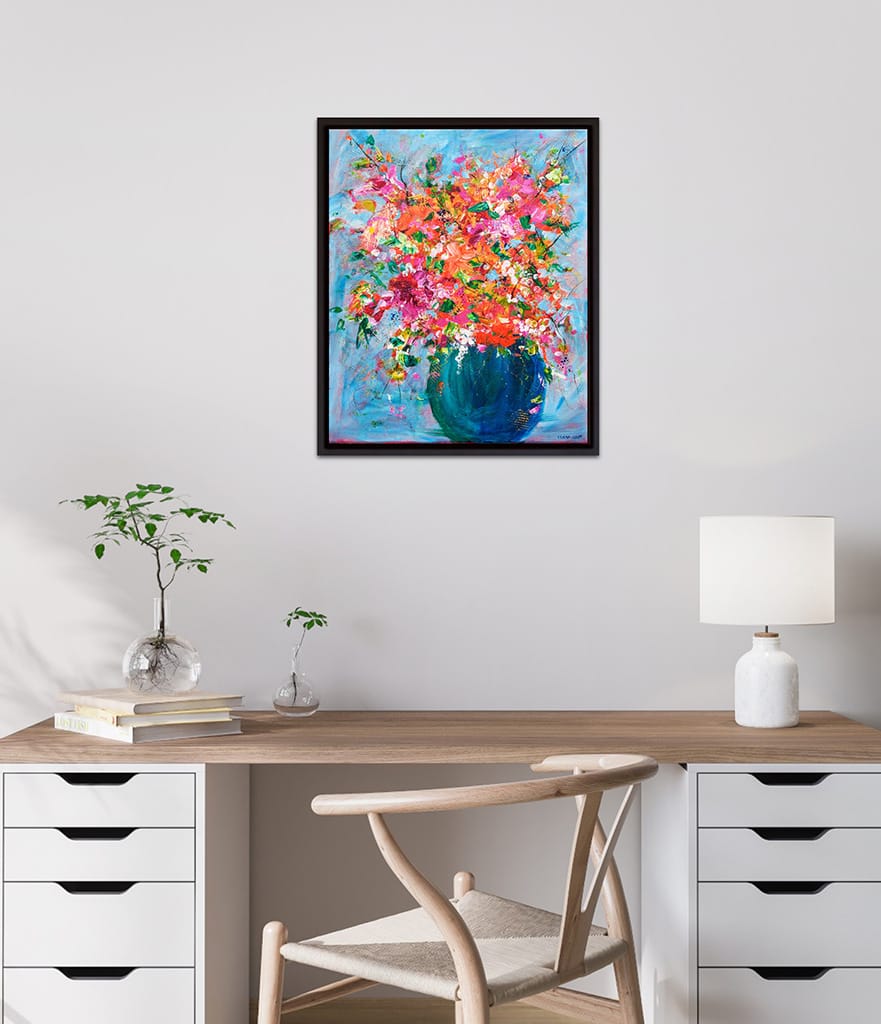 Vibrant and cheerful contemporary impressionist painting of a bouquet to flowers on canvas size 16" x 20"
