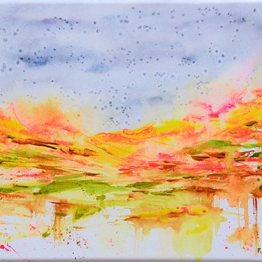 Original acrylic abstract landscape featuring super blooms on canvas size 11" x 14"