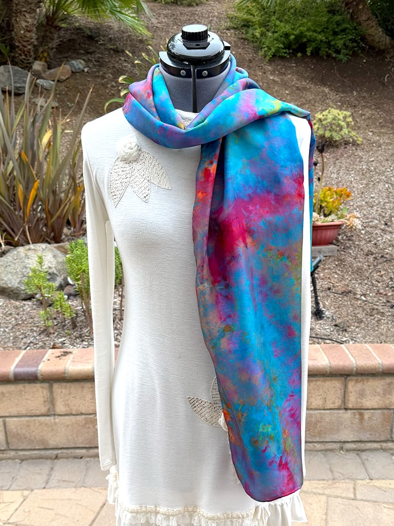 Vibrant Blooms Silk Scarf - Image 3