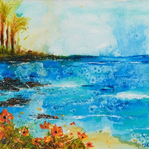 Original seascape acrylic painting inspired by the Southern California coast on paper size 8" x 10"