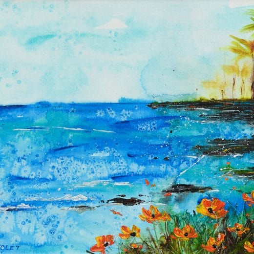 Original seascape acrylic painting inspired by the Southern California coast on paper size 8" x 10"