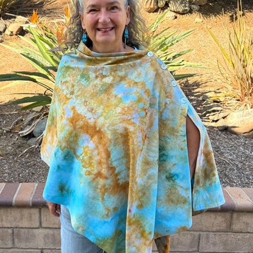 Women's turquoise and bronze handmade and hand dyed poncho
