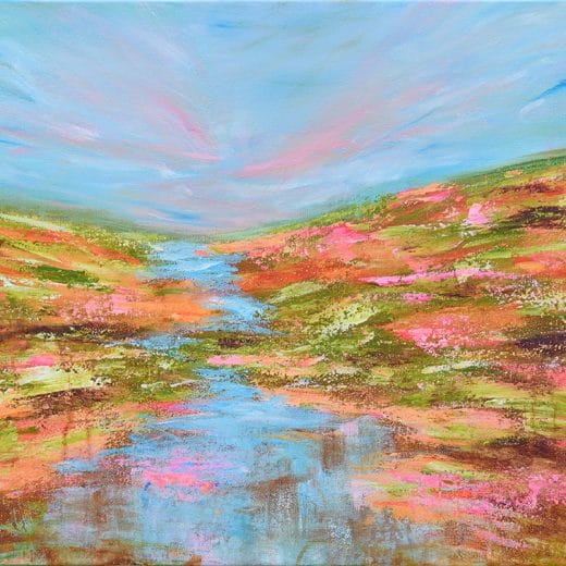 Original acrylic abstract landscape painting inspired by the California super blooms on canvas size 18" x 20"